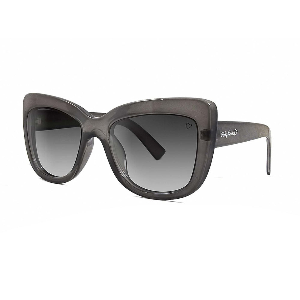 Ruby Rocks Crystal 'Cannes' Grey Angled Cateye Sunglasses