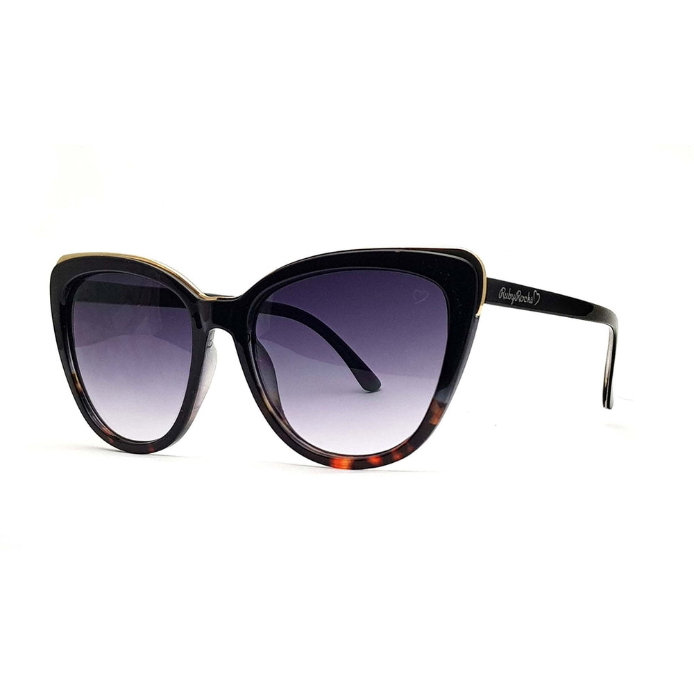 Ruby Rocks 'Roseanne' Cateye Sunglasses In Black & Tort