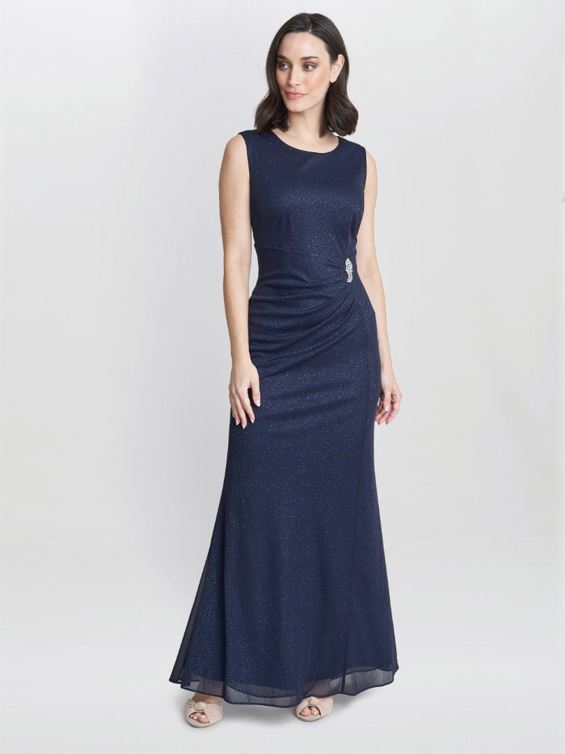 Gina Bacconi Blue Alicia Maxi Dress With Scarf