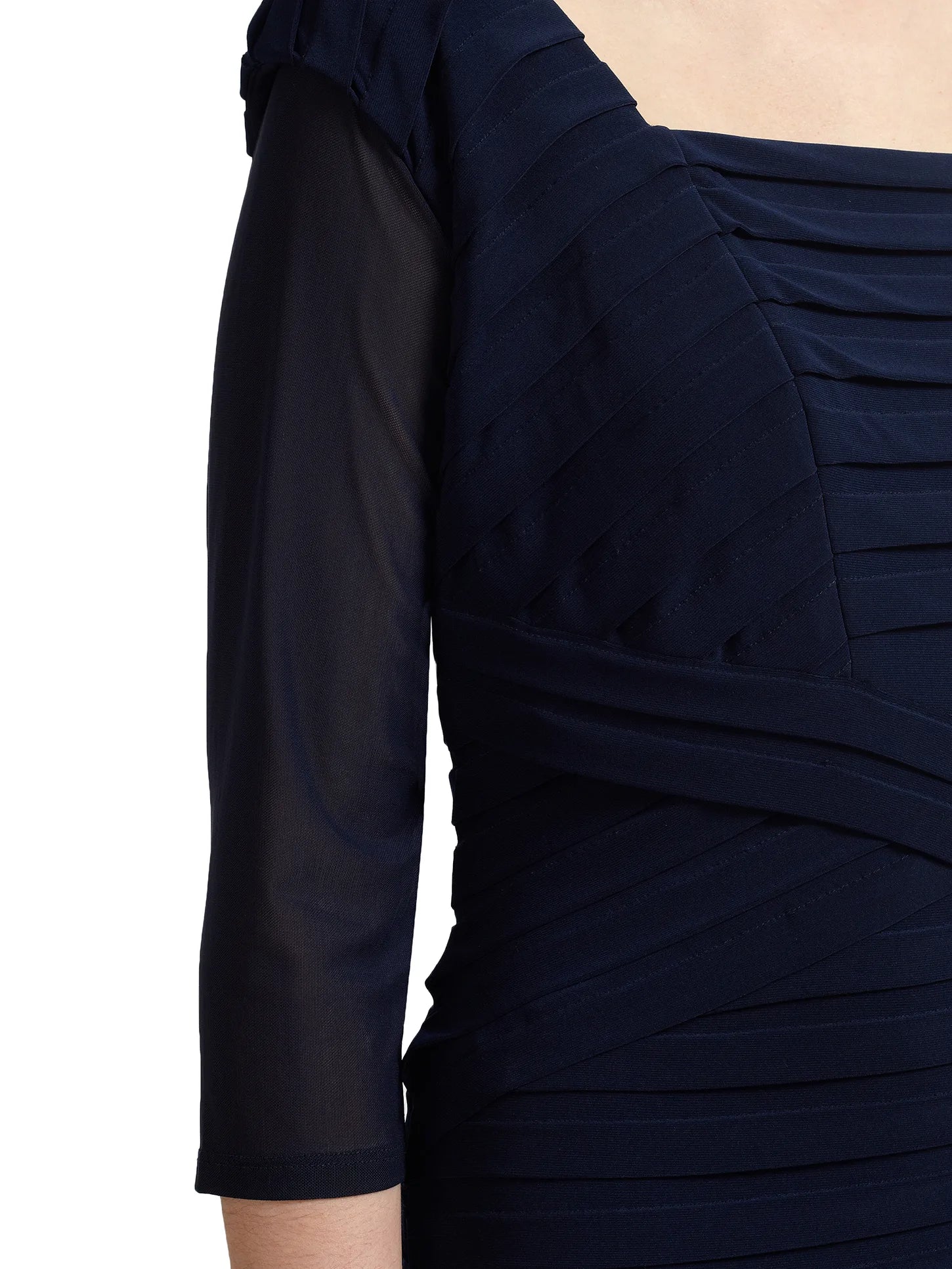 Gina Bacconi Navy Mesh Sleeve Under Top