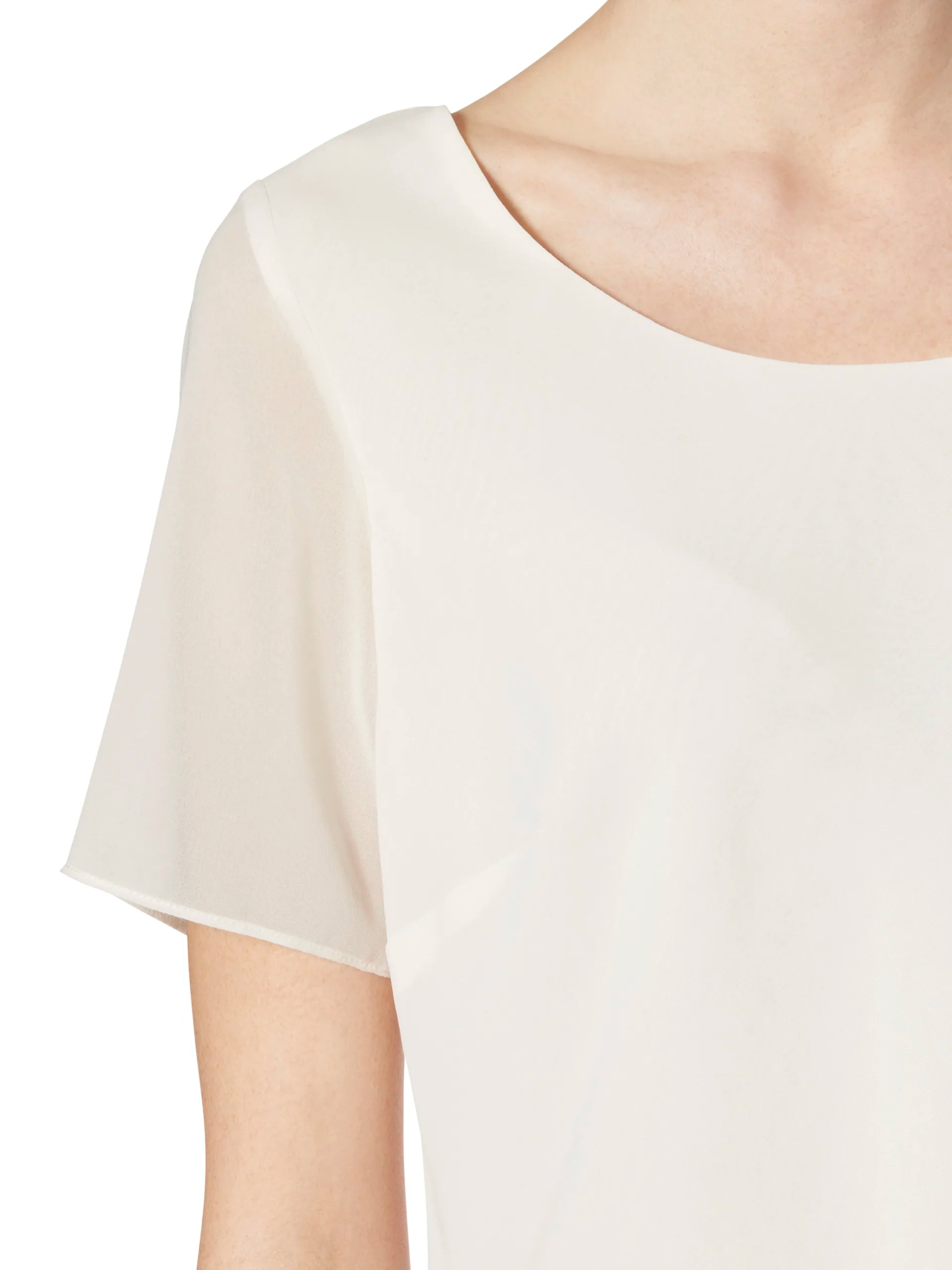 Gina Bacconi Chalk White Triple Layer Chiffon Top