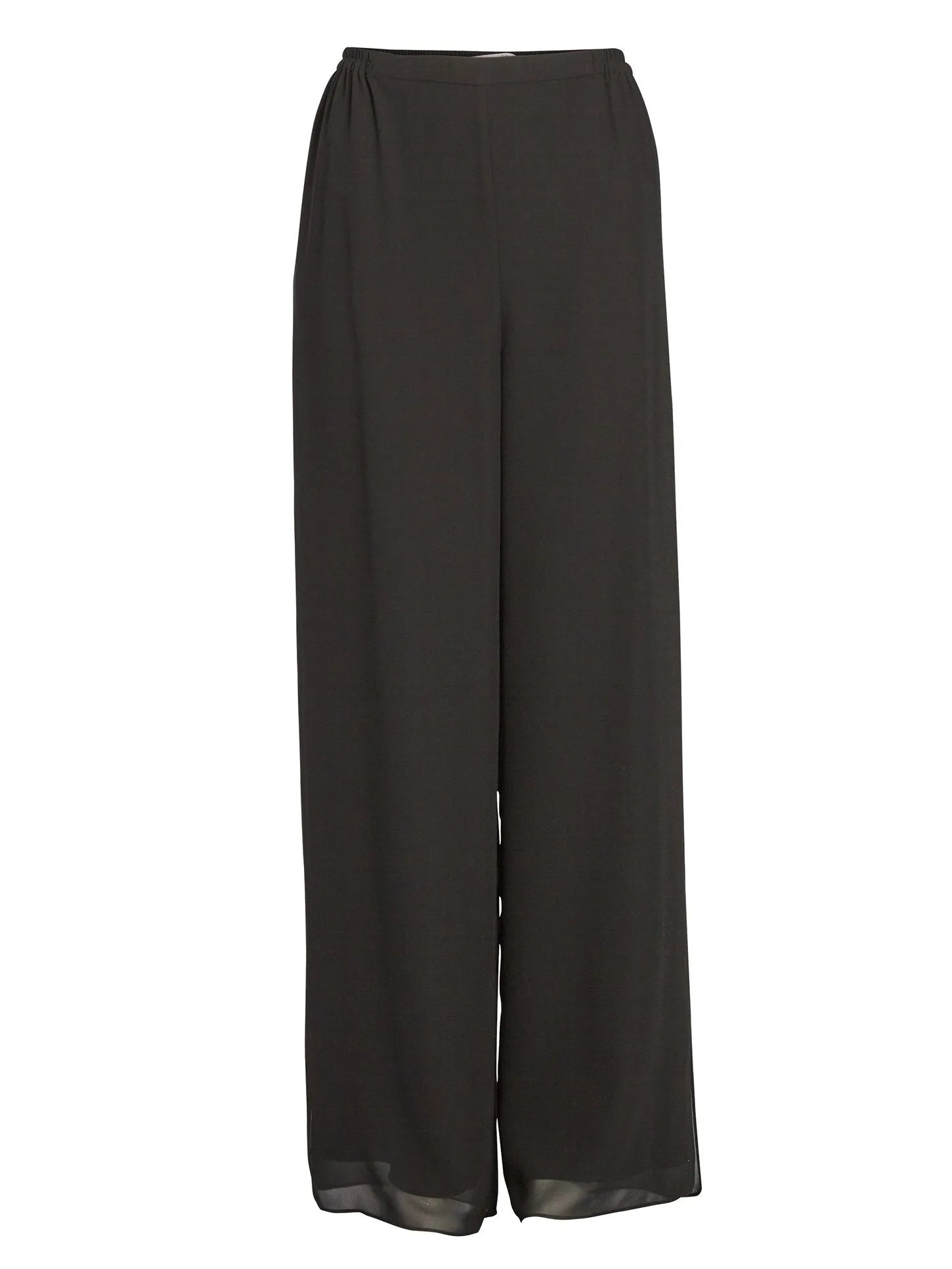 Gina Bacconi Black Chiffon Layered Trouser With Slits