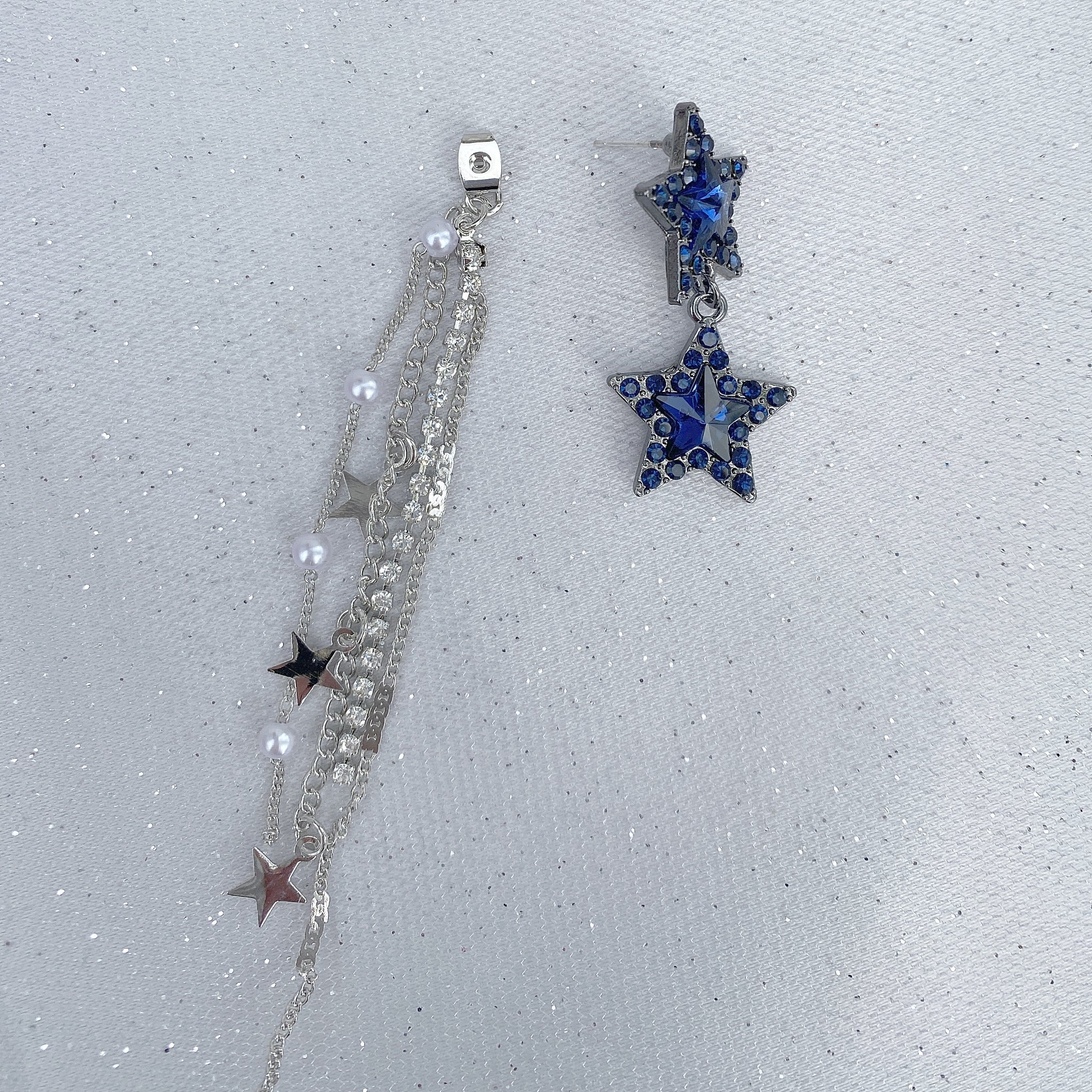 QueenMee Star Earrings Navy Blue Earrings