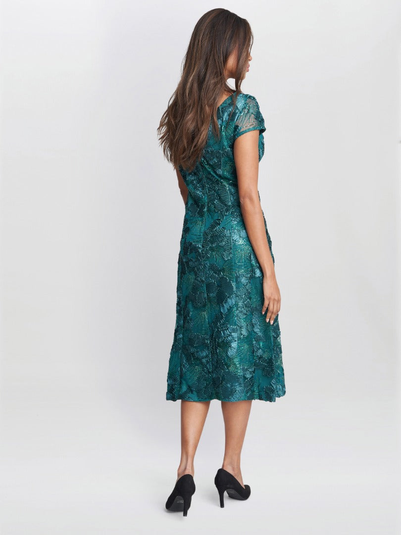 Gina Bacconi Abella Illusion Jewel Floral Dress