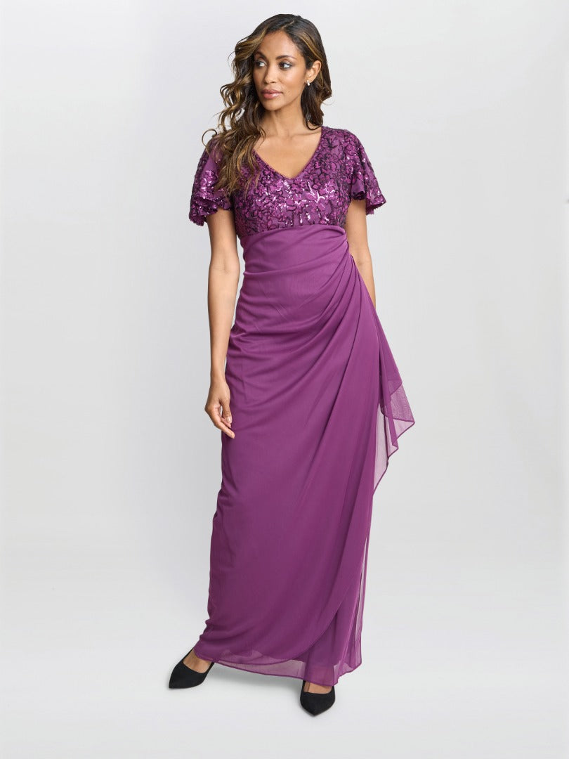 Gina Bacconi Purple Kaitlyn Maxi Dress