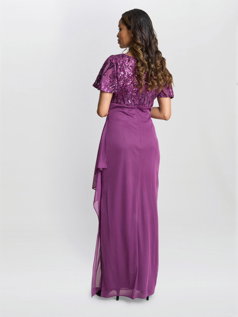 Gina Bacconi Purple Kaitlyn Maxi Dress