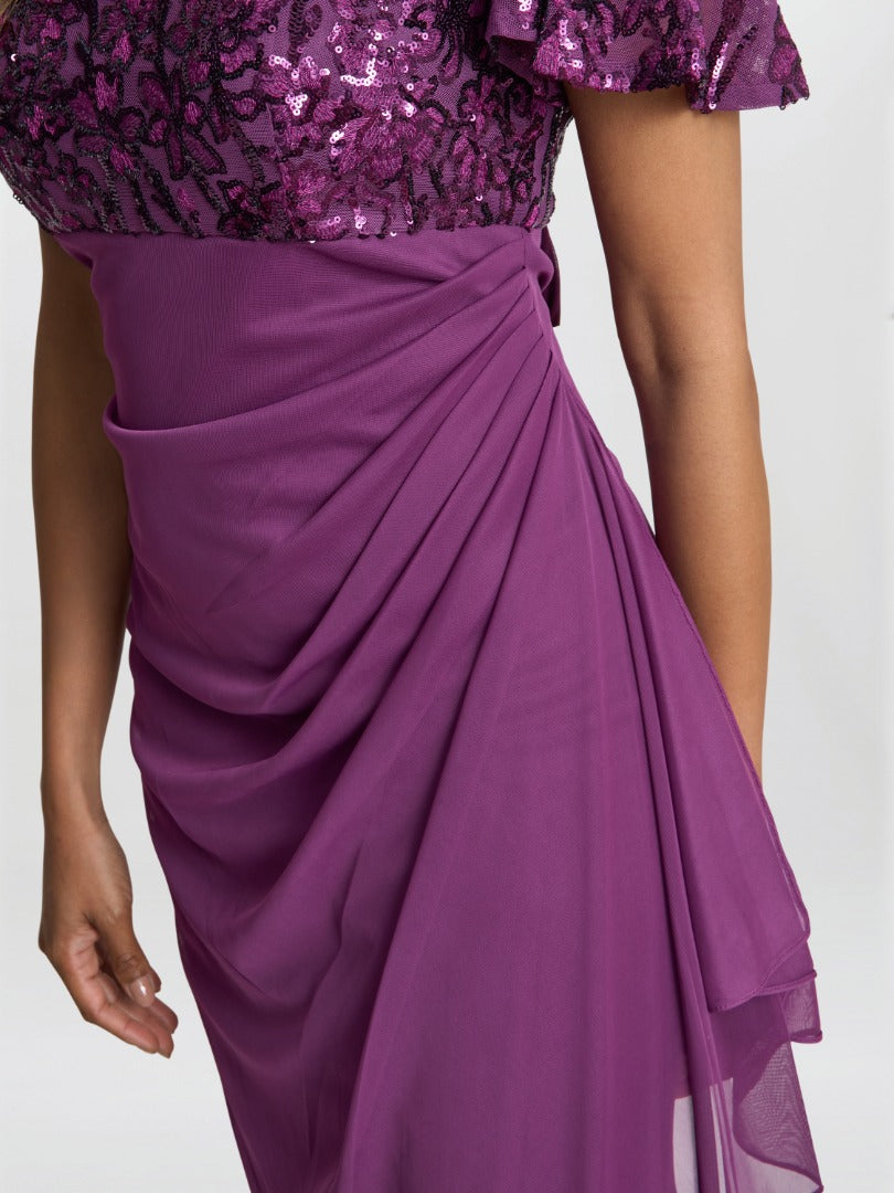 Gina Bacconi Purple Kaitlyn Maxi Dress