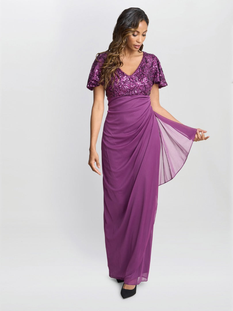 Gina Bacconi Purple Kaitlyn Maxi Dress