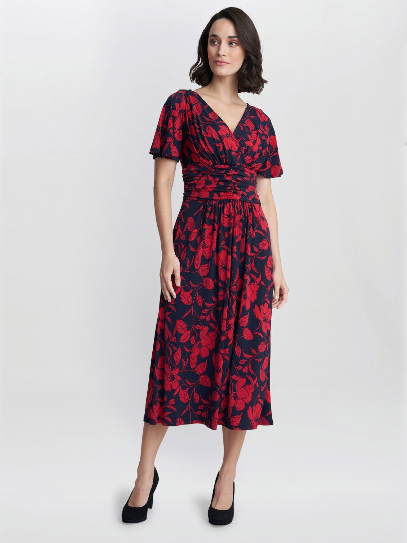 Gina Bacconi Burgundy Geri Jersey Print Dress