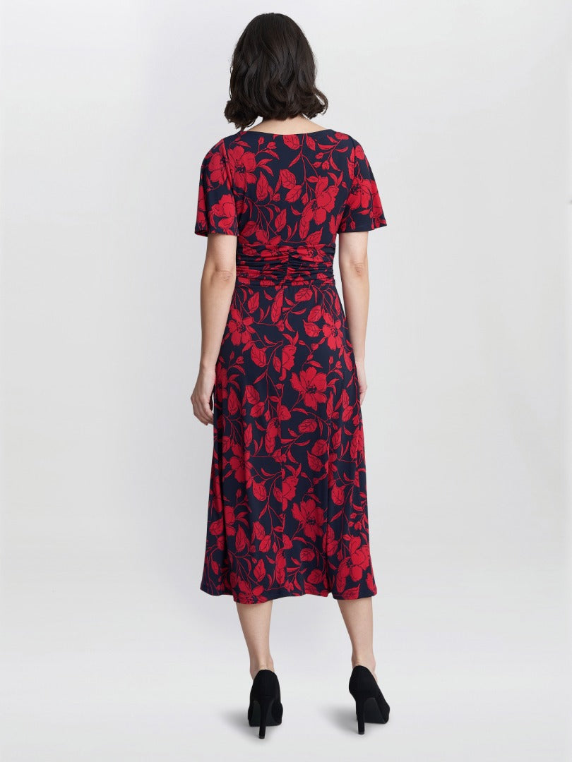 Gina Bacconi Burgundy Geri Jersey Print Dress