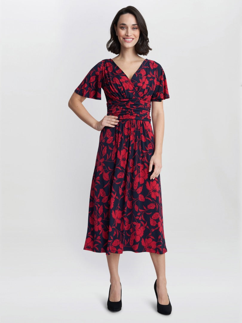 Gina Bacconi Burgundy Geri Jersey Print Dress