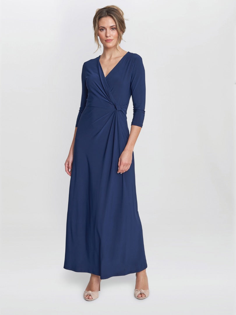 Gina Bacconi Celine Jersey Wrap Maxi Dress