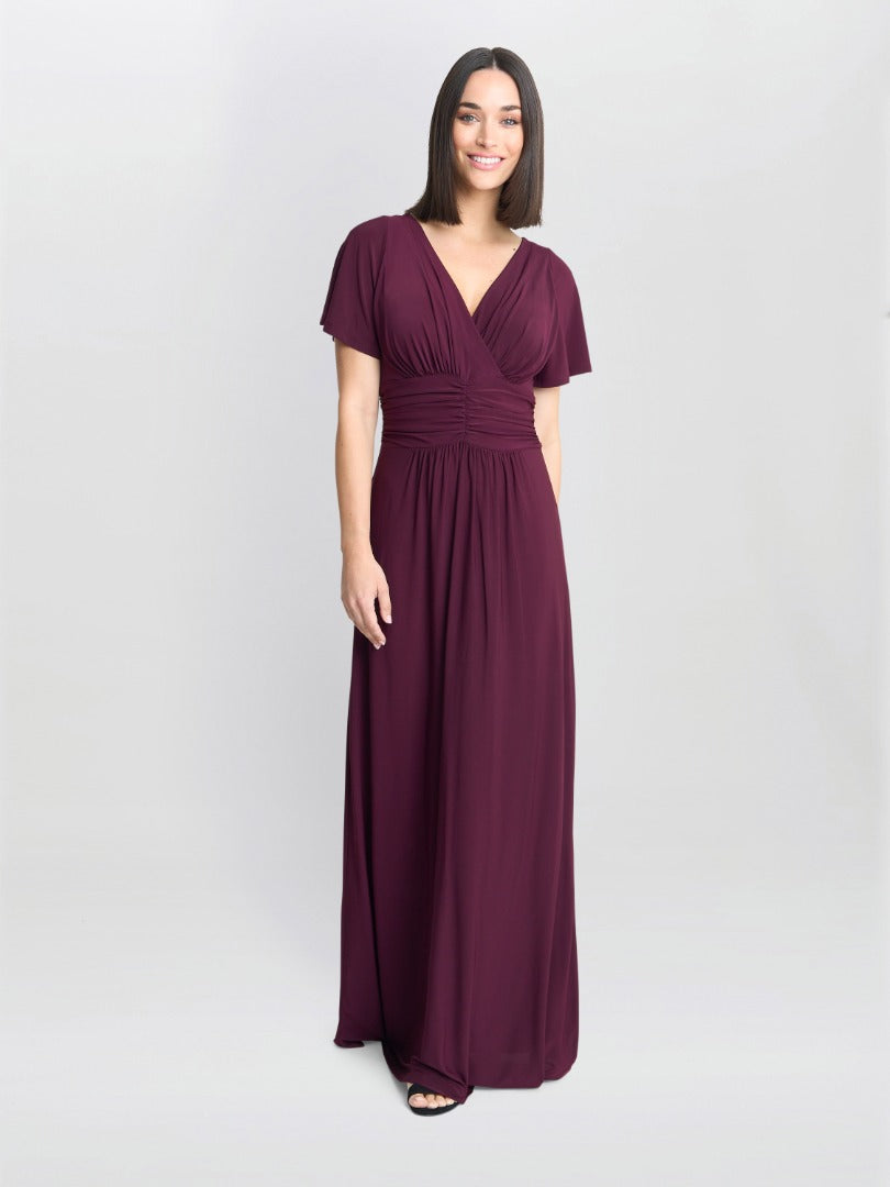 Gina Bacconi Burgundy Elena Jersey Maxi Dress