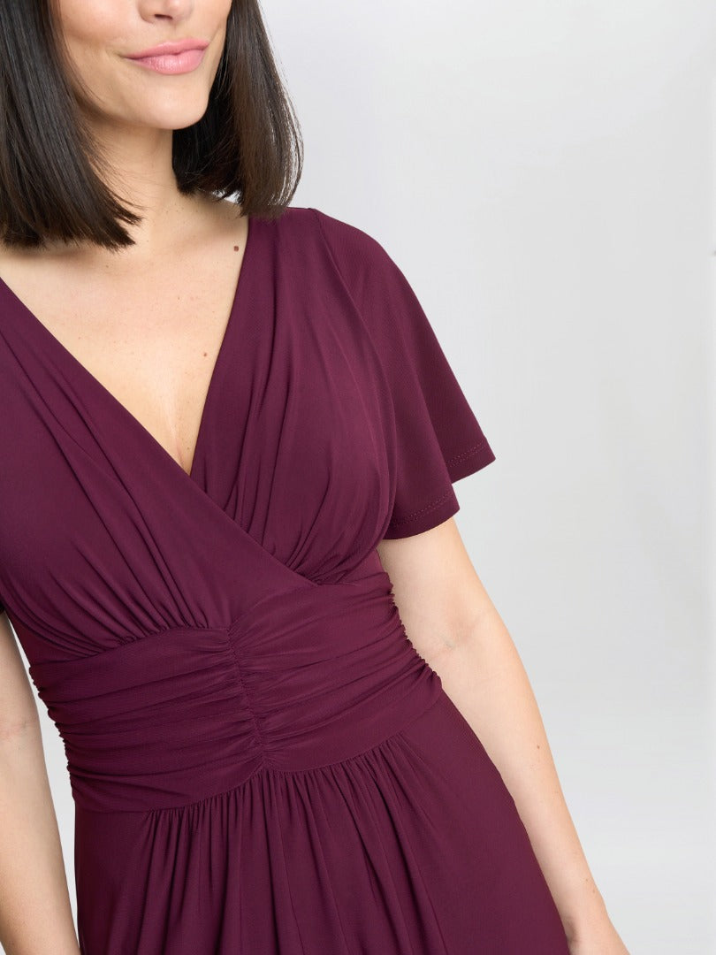 Gina Bacconi Burgundy Elena Jersey Maxi Dress