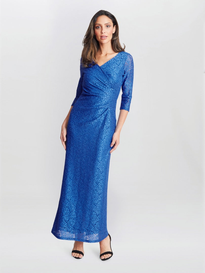 Gina Bacconi Blue Fearne Lace Wrap Maxi Dress