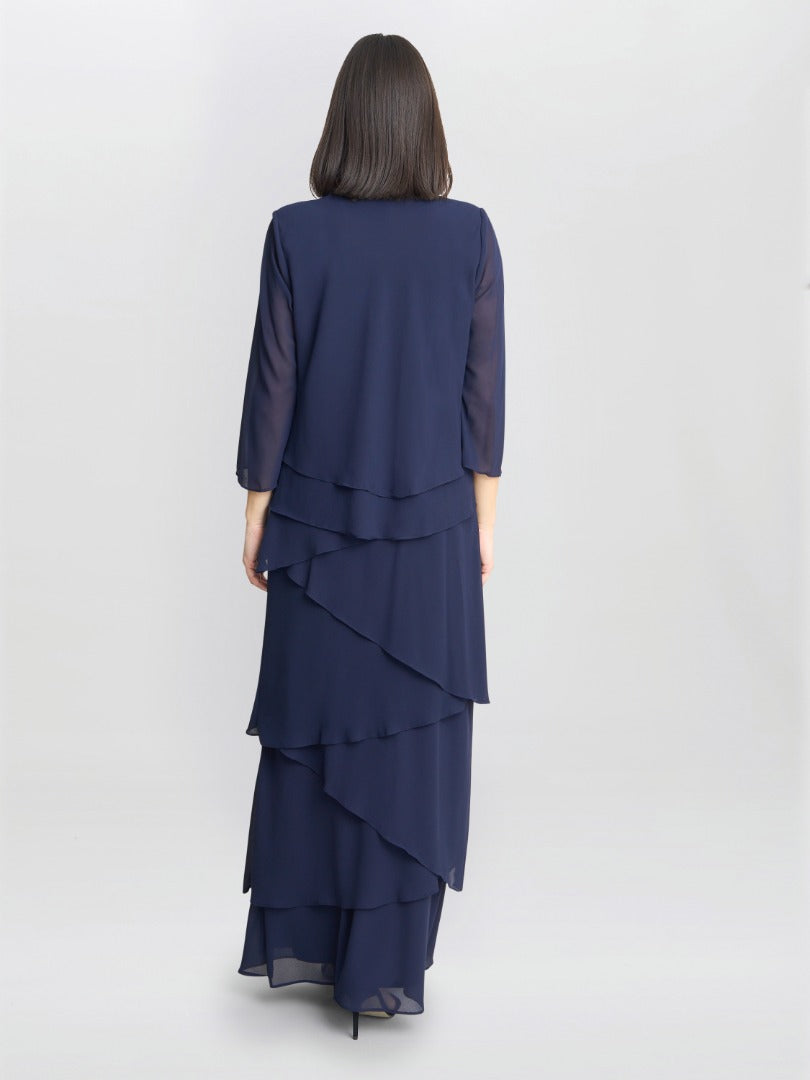 Gina Bacconi Colette Jacket And Asymmetric Tiered Dress