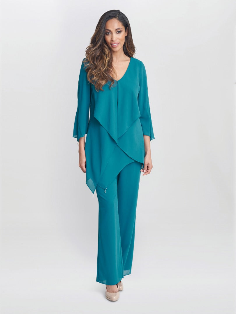 Wilma Chiffon Trouser Suit With Asymmetric Blouse