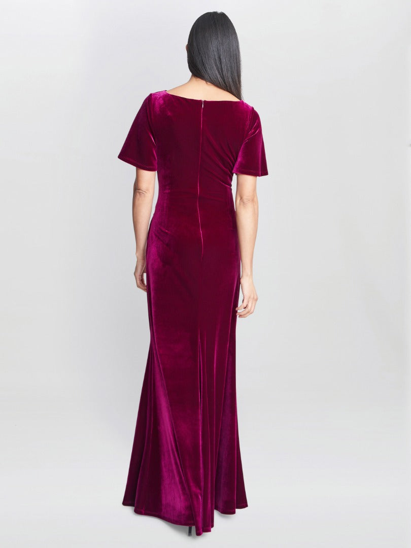 Gina Bacconi Minka Velvet Maxi Dress With Cowl Neck